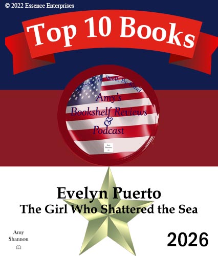 Amy's Bookshelf Reviews Top 10 Books of 2026 award graphic for The Girl Who Shattered the Sea by Evelyn Puerto